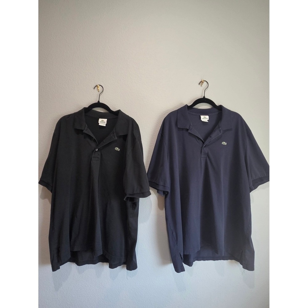 Lacoste Polo Shirt Men Size 8 Black Navy Blue 2 Pack Short Sleeve Excellent